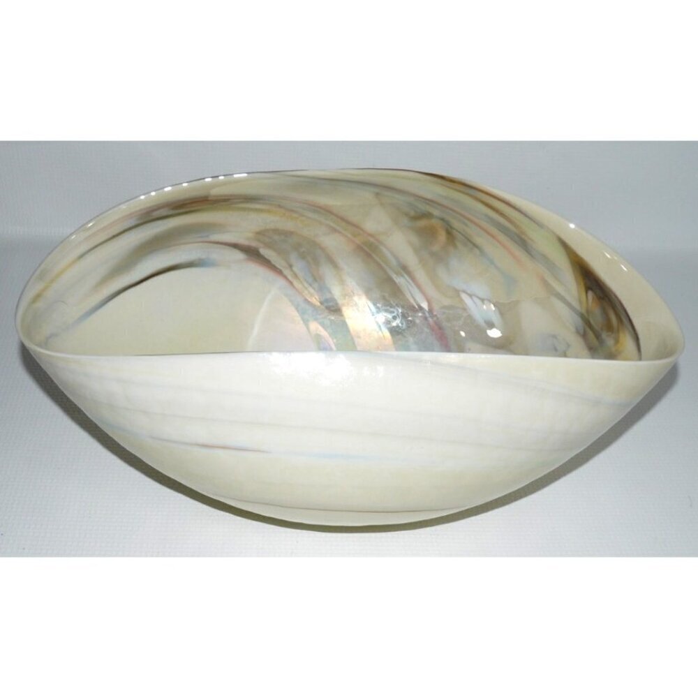 MURANO Venezia beige opalescence glass decorative bowl made in Italy 12.5 x 6.5"